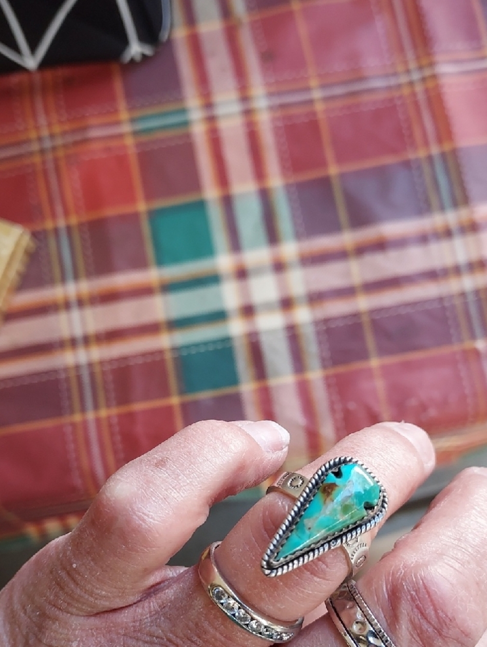 TurquoiseSterling Silver Ring Size 8 Native American - Picture 9 of 10